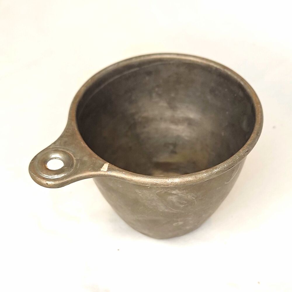 Metal Dry Measuring Cup, Single 1-Piece, Silver, Round Solid Pattern